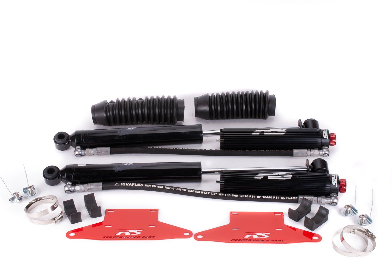 VMN Red Springs Complete Remote Reservoir Suspension kit with Leaf Springs, Greasable shackles, bushes and pins to Suit Ford Ranger PX1 & PX2